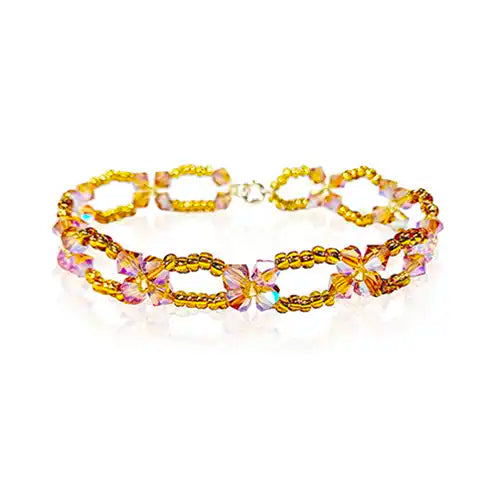 Beaded Bracelet Pattern - Rosy Pink Flower Bracelet Tutorial
