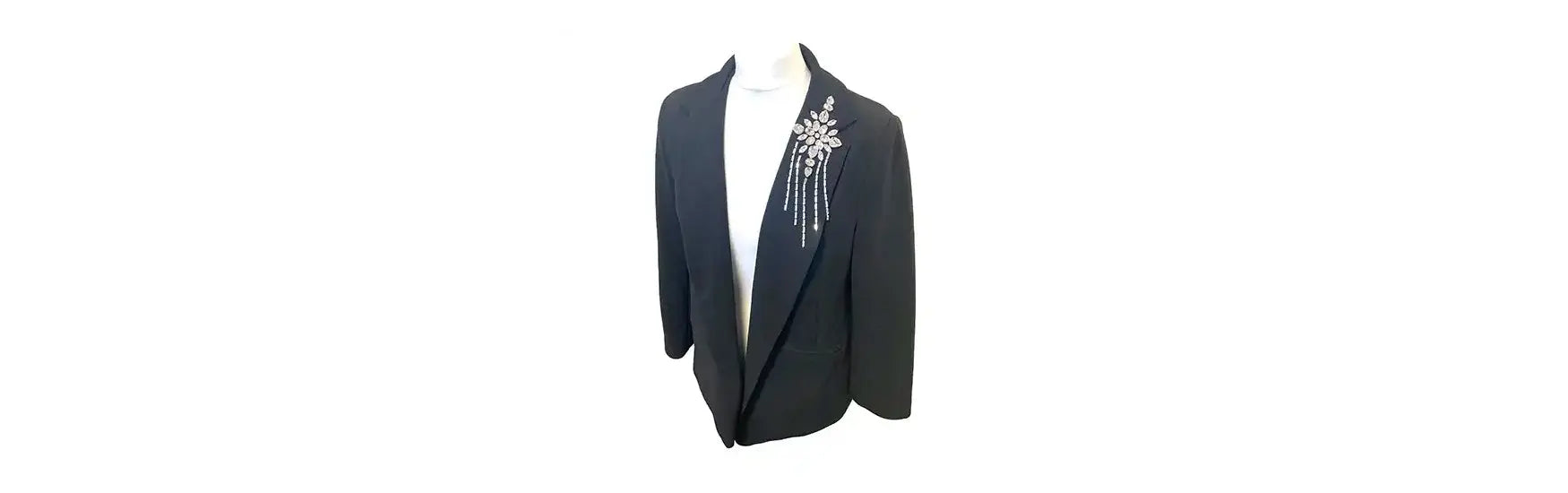 Star design made from Preciosa crystals sewn onto a black jacket 