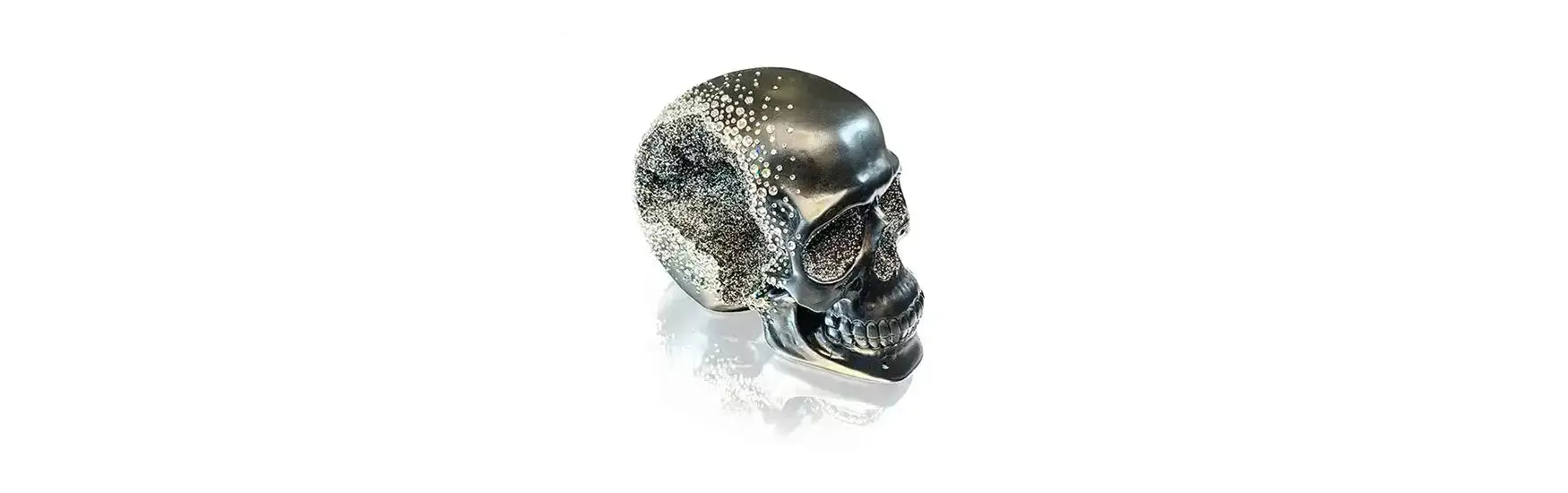 Black Halloween skull rhinestone embellishment with Swarovski Crystals