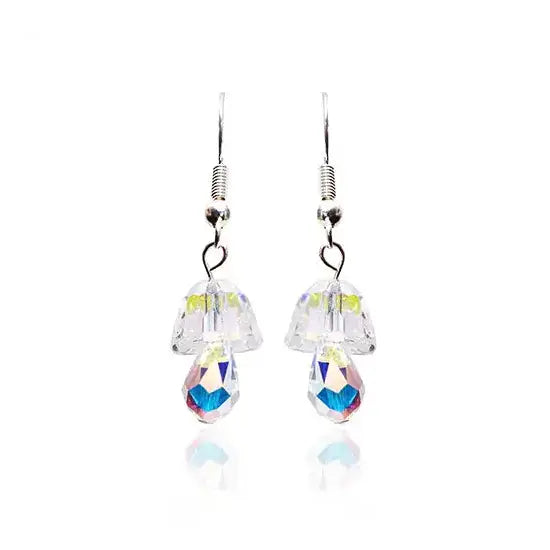 Swarovski Crystals mushroom beaded earrings on silver plated ear wires.