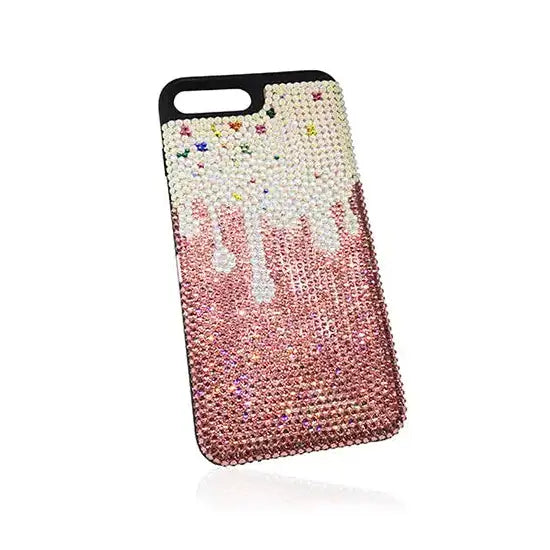 Swarovski Crystals rhinestone embellished phone case with a pink ice cream design