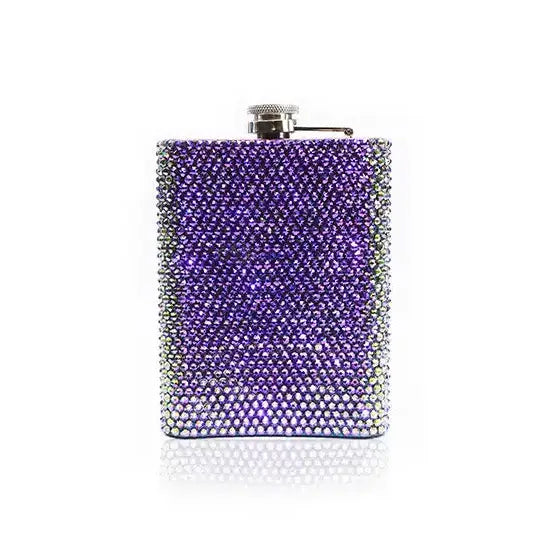 Hip flask covered in Swarovski Rhinestones in Crystal Paradise Shine