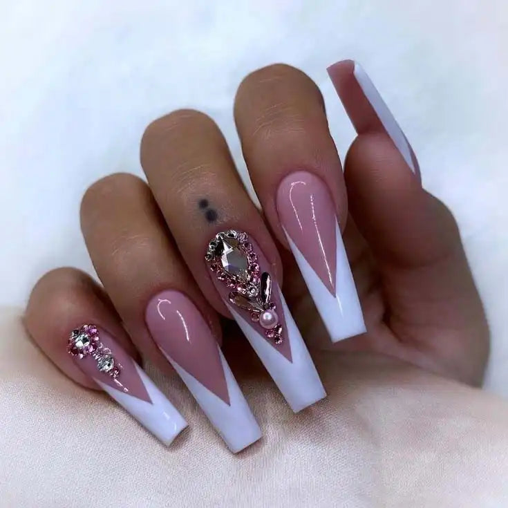 Nail Art -  Nails design with rhinestones, Cute nails, Simple acrylic nails