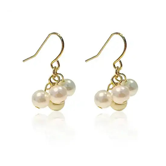 handmade pearl cluster earrings with Estella Pearls and gold plated ear wires from Bluestreak Crsytals.