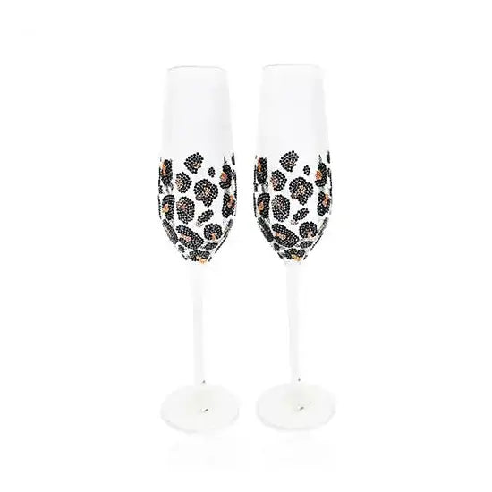 Leopard Print Champagne Flutes Rhinestones Project