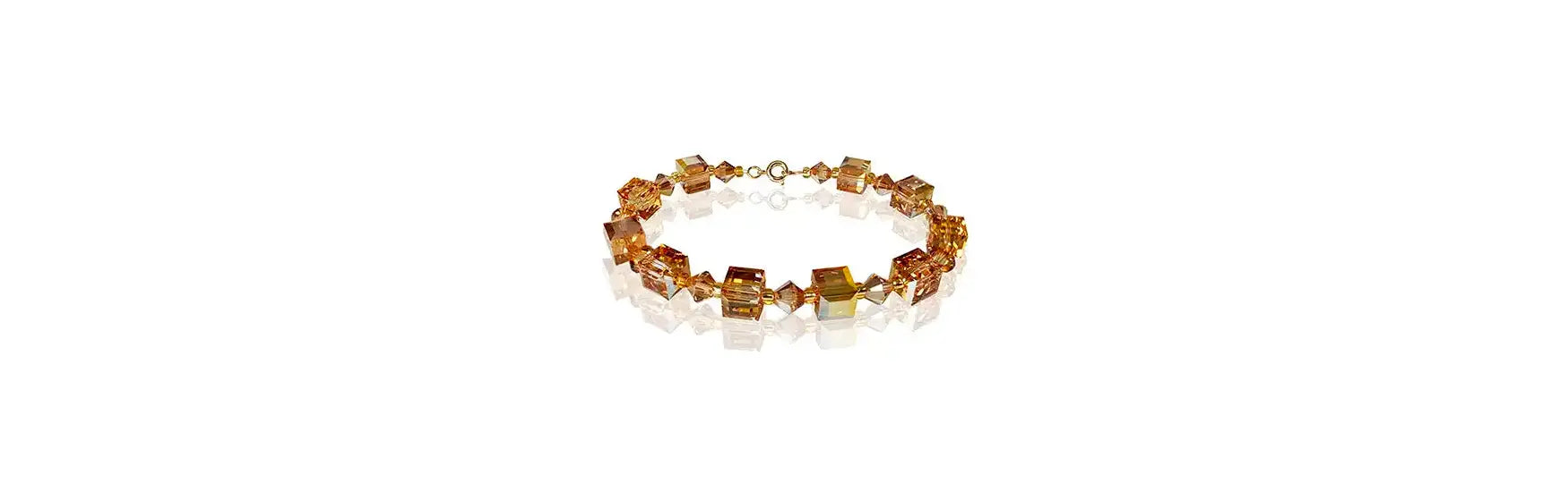 Swarovski Crystals beaded bracelet with cube and bicone beads.