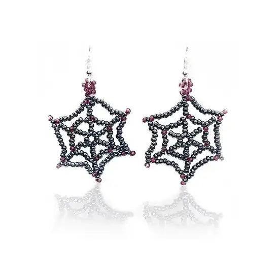 Halloween Web Earrings Project With Preciosa Seed Beads