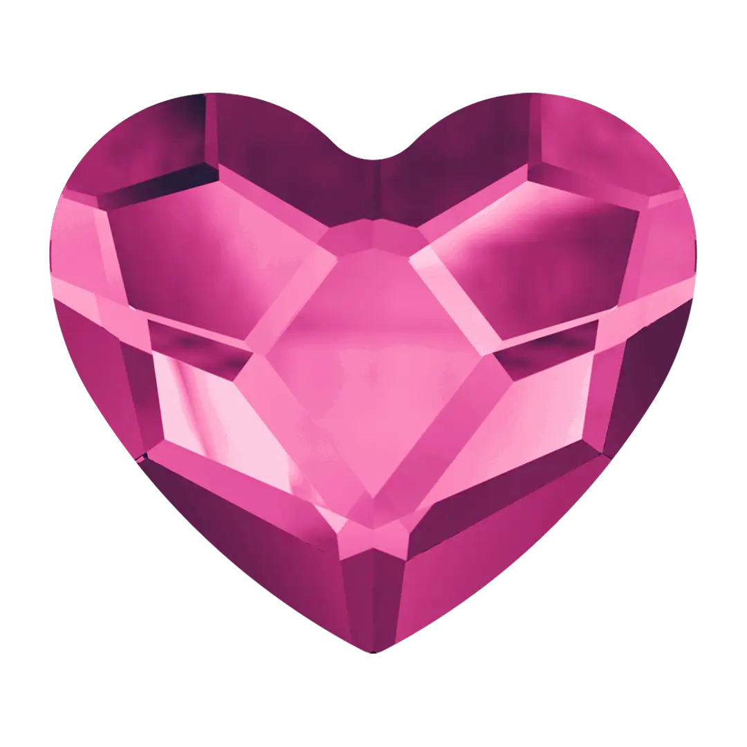 Serinity Flat Back Crystals Non Hotfix Heart (2808) Fuchsia