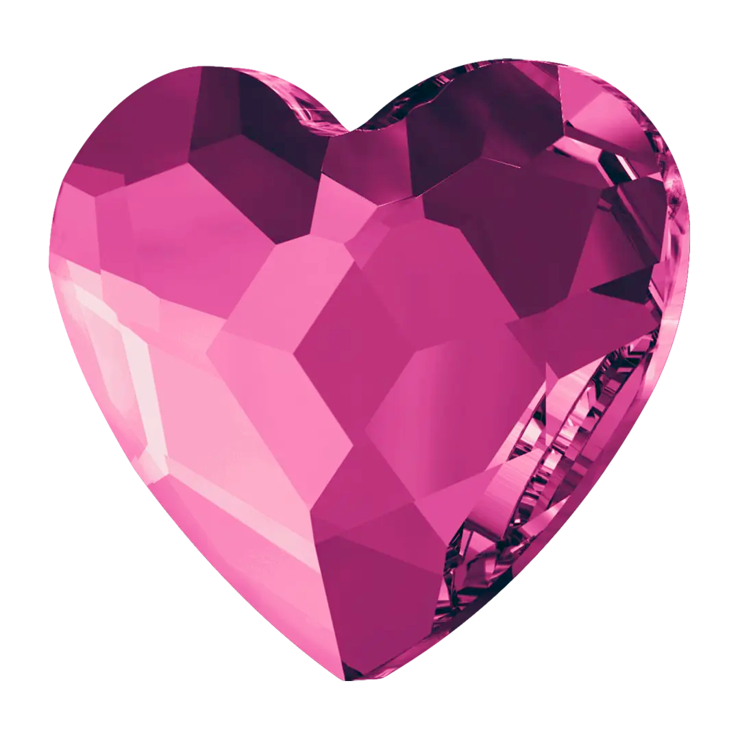 Serinity Flat Back Crystals Non Hotfix Heart (2808) Fuchsia