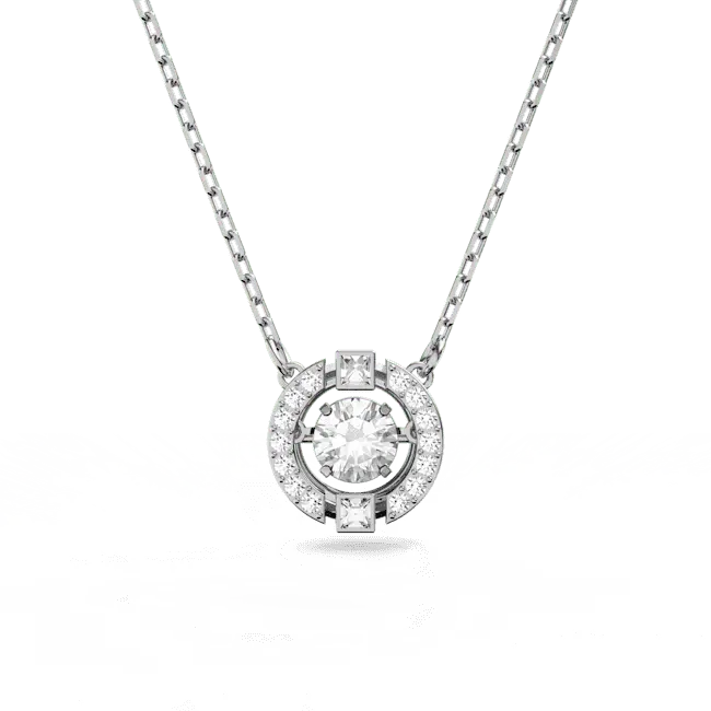 Swarovski Una Necklace Round Cut White Rhodium Plated