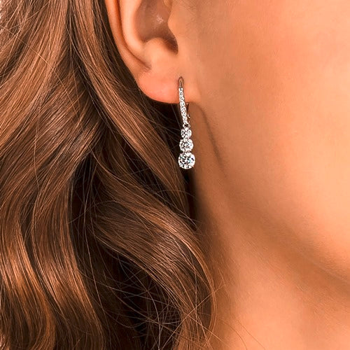 Swarovski Stilla Attract Hoop Earrings Round Cut White Rhodium Plated