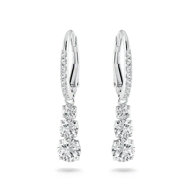 Swarovski Stilla Attract Hoop Earrings Round Cut White Rhodium Plated