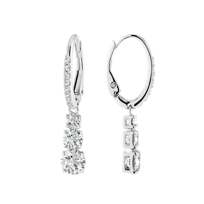 Swarovski Stilla Attract Hoop Earrings Round Cut White Rhodium Plated