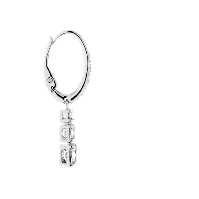 Swarovski Stilla Attract Hoop Earrings Round Cut White Rhodium Plated