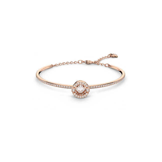 Swarovski Una Bangle Round Cut Pave White Rose Gold-Tone Plated