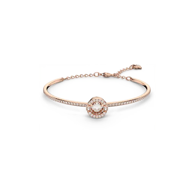 Swarovski Una Bangle Round Cut Pave White Rose Gold-Tone Plated