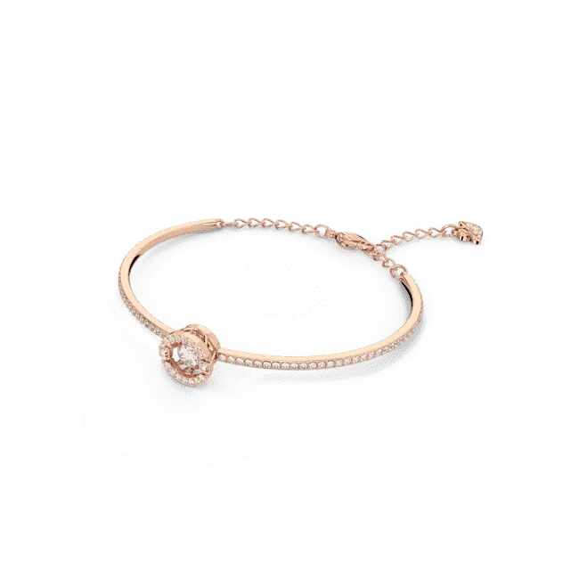 Swarovski Una Bangle Round Cut Pave White Rose Gold-Tone Plated