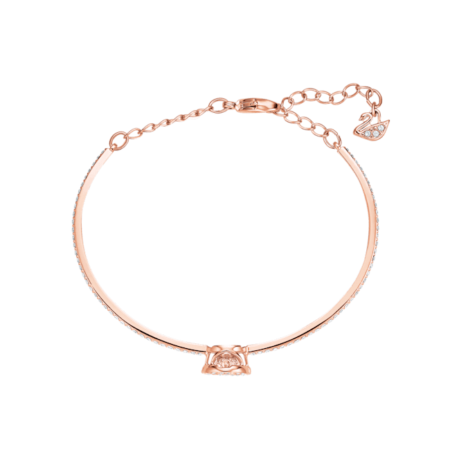 Swarovski Una Bangle Round Cut Pave White Rose Gold-Tone Plated