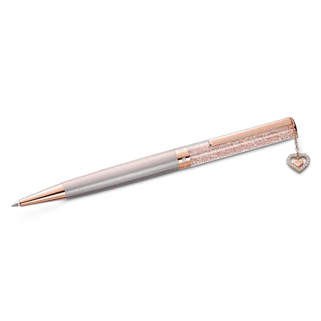 Swarovski Crystalline Ballpoint Pen Heart Rose Gold Tone Pink Lacquered