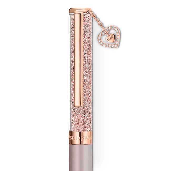 Swarovski Crystalline Ballpoint Pen Heart Rose Gold Tone Pink Lacquered