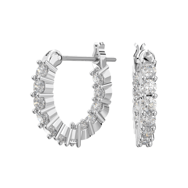 Swarovski Matrix Vittore Hoop Earrings Round Cut White Rhodium Plated