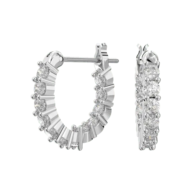 Swarovski Matrix Vittore Hoop Earrings Round Cut White Rhodium Plated