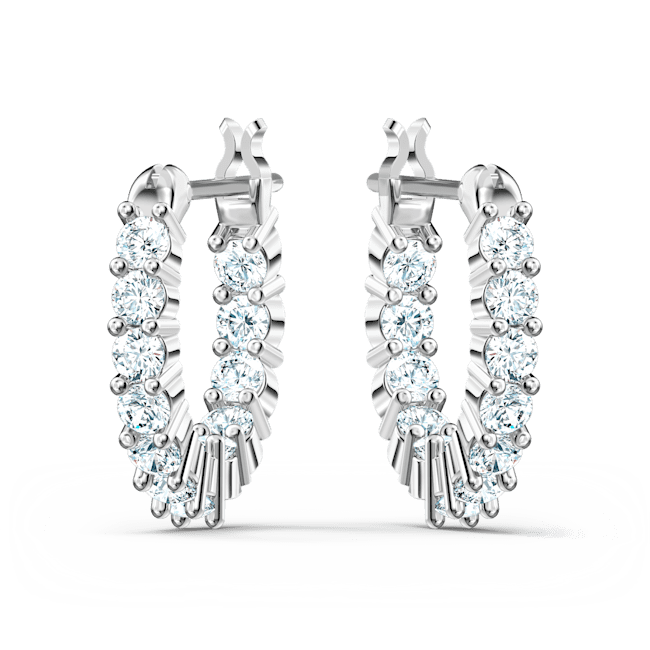 Swarovski Matrix Vittore Hoop Earrings Round Cut White Rhodium Plated