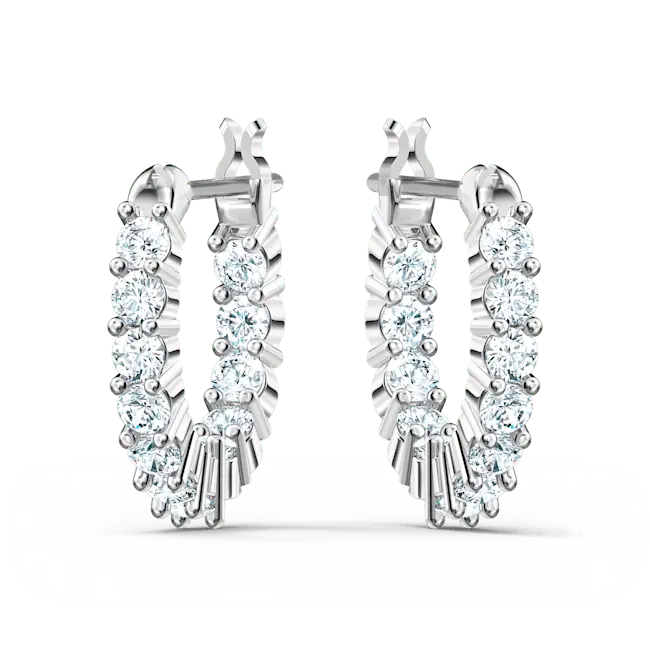 Swarovski Matrix Vittore Hoop Earrings Round Cut White Rhodium Plated