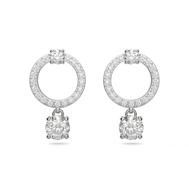 Swarovski Constella Hoop Earrings Round Cut White Rhodium Plated