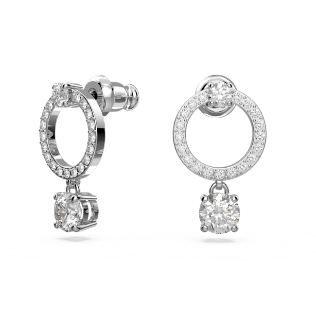 Swarovski Constella Hoop Earrings Round Cut White Rhodium Plated