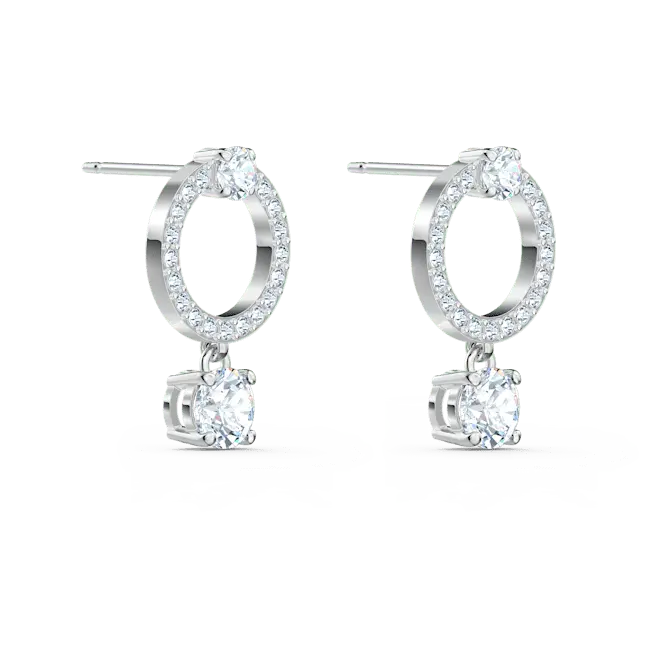 Swarovski Constella Hoop Earrings Round Cut White Rhodium Plated