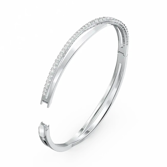 Swarovski Hyperbola Bangle White Rhodium Plated