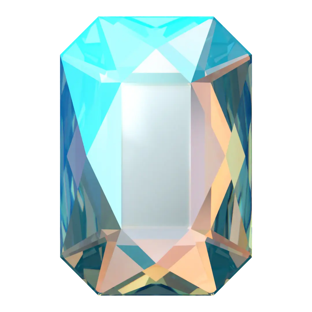 Serinity Flat Back Crystals Non Hotfix Emerald Cut (2602) Aquamarine Shimmer