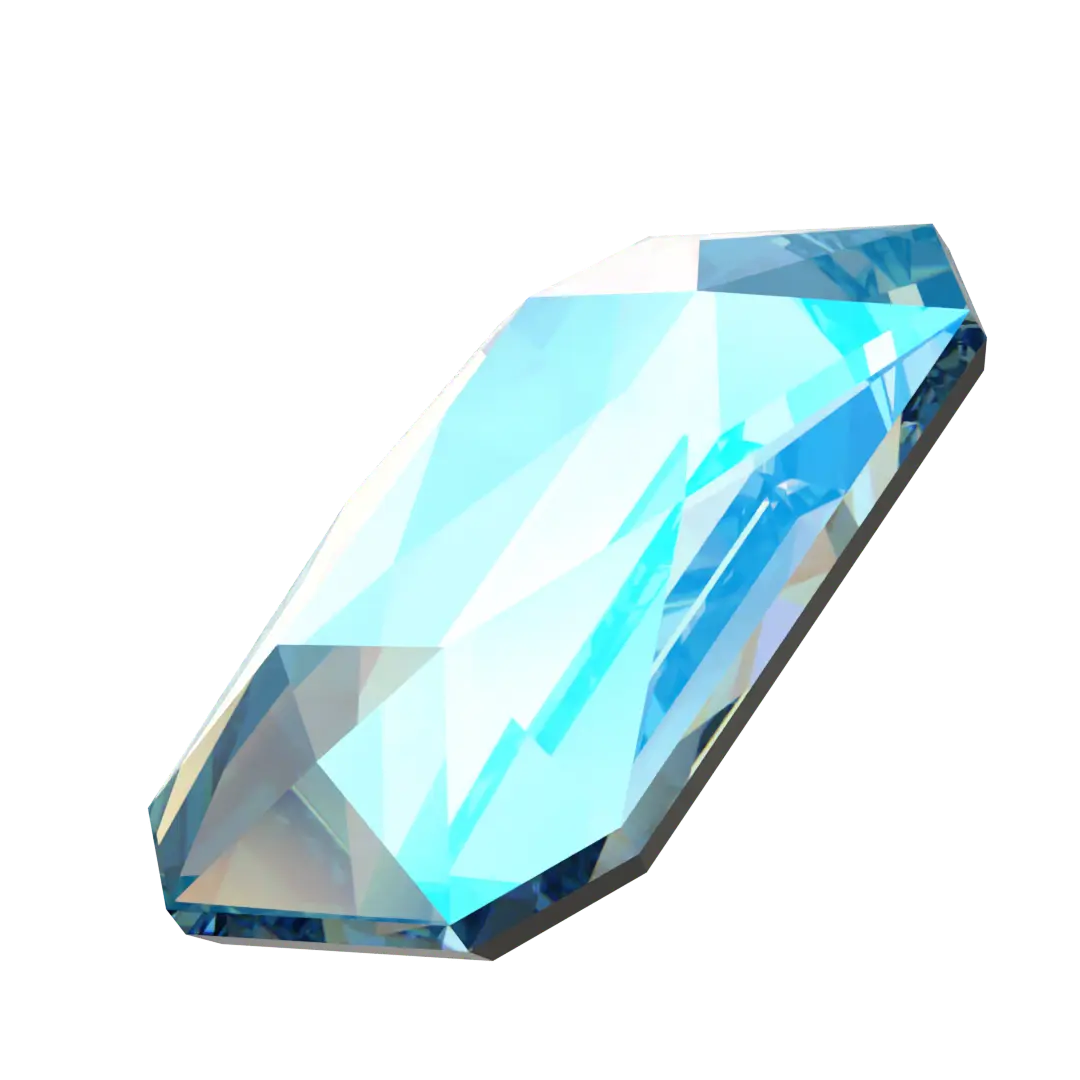 Serinity Flat Back Crystals Non Hotfix Emerald Cut (2602) Aquamarine Shimmer