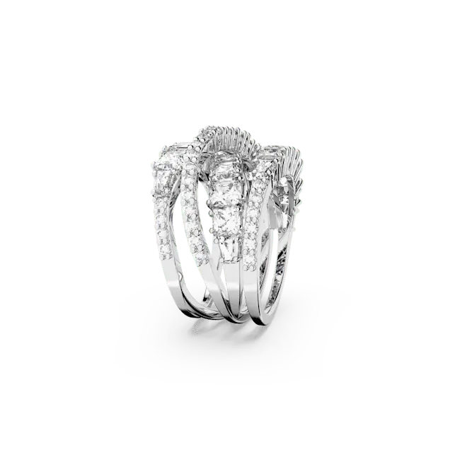 Swarovski Hyperbola Ring Mixed Cuts White Rhodium plated