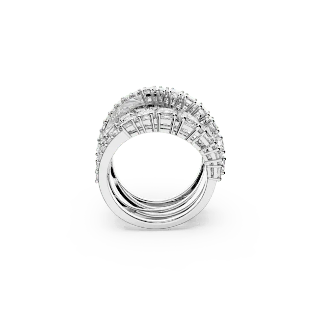 Swarovski Hyperbola Ring Mixed Cuts White Rhodium plated