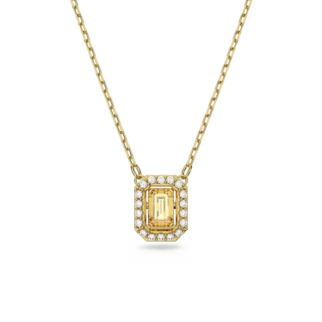 Swarovski Una Necklace Octagon Cut Pave Yellow Gold-Tone Plated