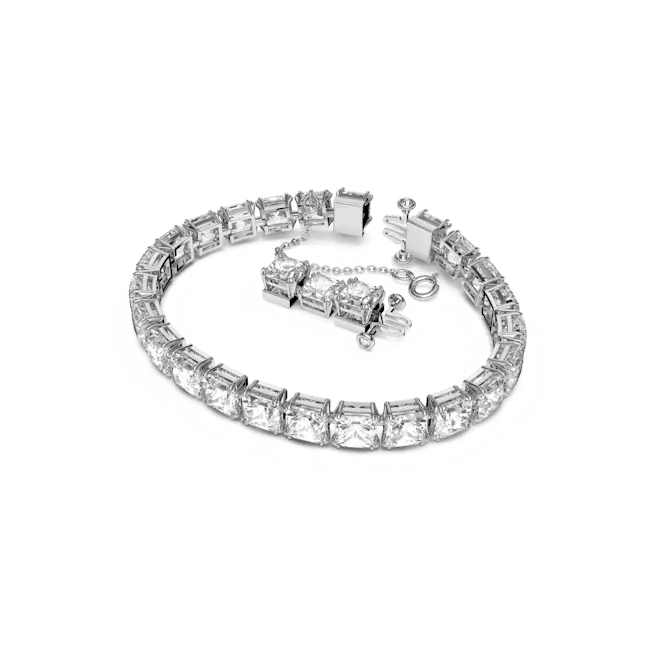 Swarovski Matrix Tennis Bracelet Square Cut White Rhodium Plated