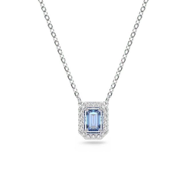 Swarovski Una Necklace Octagon Cut Pave Blue Rhodium Plated