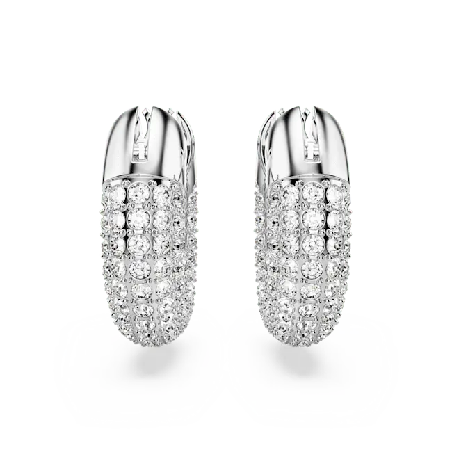 Swarovski Dextera Hoop Earrings Small White Rhodium Plated