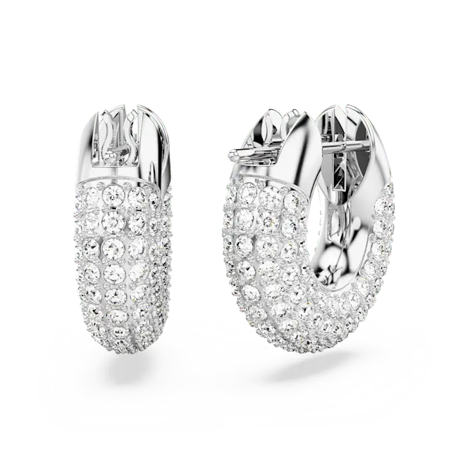 Swarovski Dextera Hoop Earrings Small White Rhodium Plated