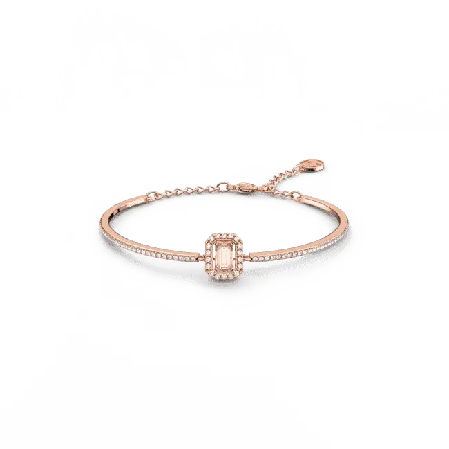 Swarovski Una Bangle Octagon Cut Pave Pink Rose Gold-Tone Plated