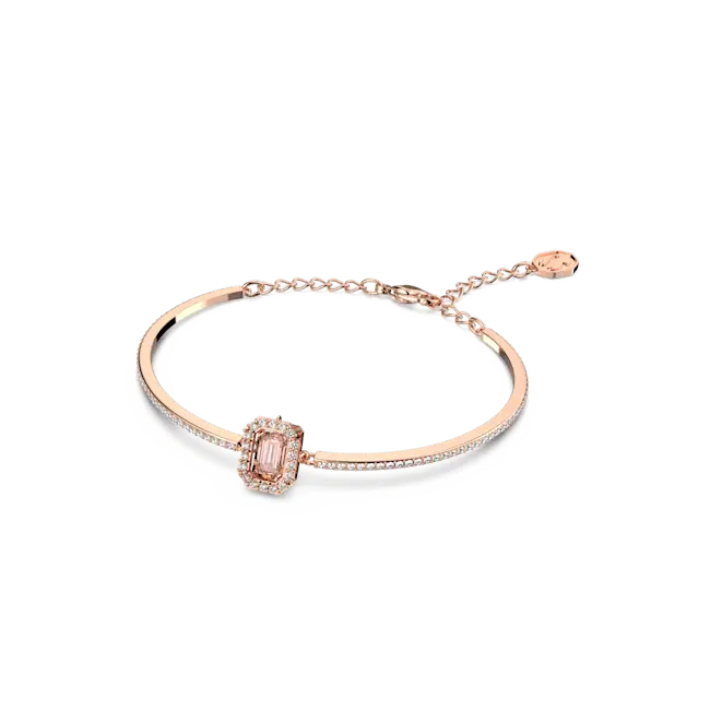 Swarovski Una Bangle Octagon Cut Pave Pink Rose Gold-Tone Plated