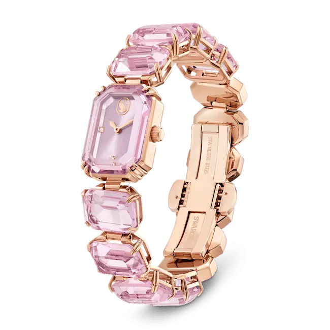 Swarovski Millenia Watch Octagon Cut Bracelet Pink Stainless Steel