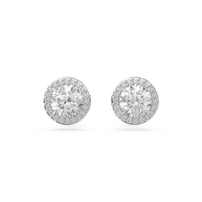 Swarovski Una Angelic Stud Earrings Round Cut Pave White Rhodium Plated