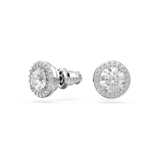 Swarovski Una Angelic Stud Earrings Round Cut Pave White Rhodium Plated