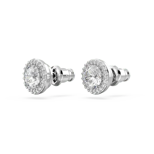 Swarovski Una Angelic Stud Earrings Round Cut Pave White Rhodium Plated