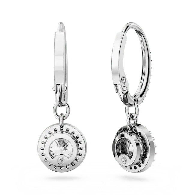 Swarovski Una Angelic Drop Earrings Round Cut Pave White Rhodium Plated