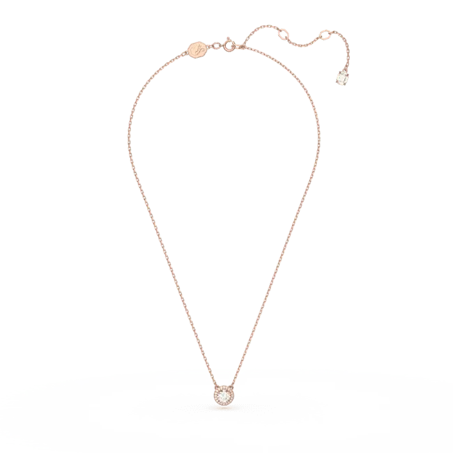 Swarovski Una Angelic Pendant Round Cut Pave White Rose Gold-Tone Plated