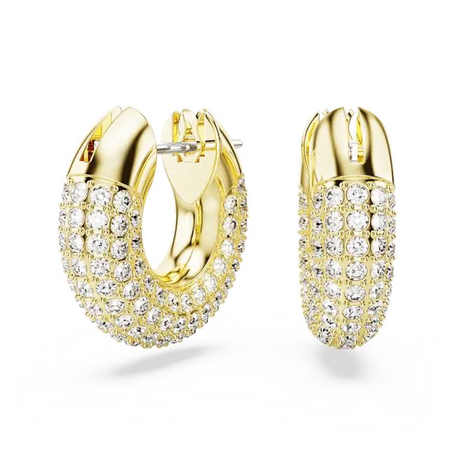 Swarovski Dextera Hoop Earrings Small White Gold-Tone Plated